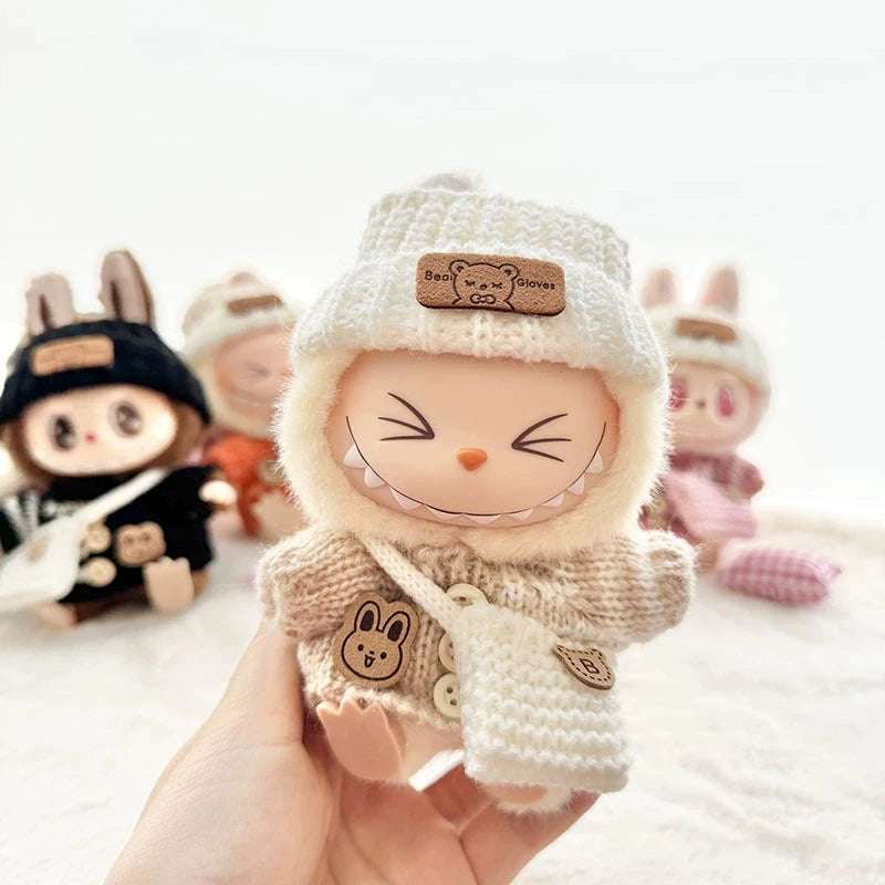 Labubu 17cm Clothes I II Idol Mini Plush Dolls Sitting Party Fashion Sweater Hat Bag Outfit Accessories for Labubu Clothing Gift