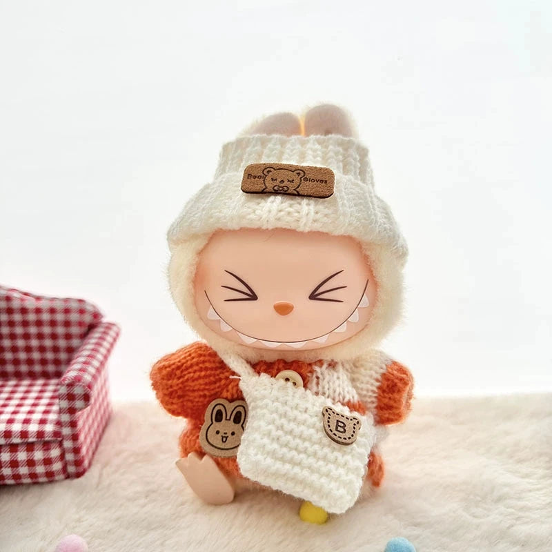 Labubu 17cm Clothes I II Idol Mini Plush Dolls Sitting Party Fashion Sweater Hat Bag Outfit Accessories for Labubu Clothing Gift