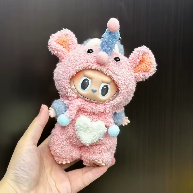 Labubu Clothes - Pinky Fluffy 17cm Labubu doll outfit set – Luxury Design