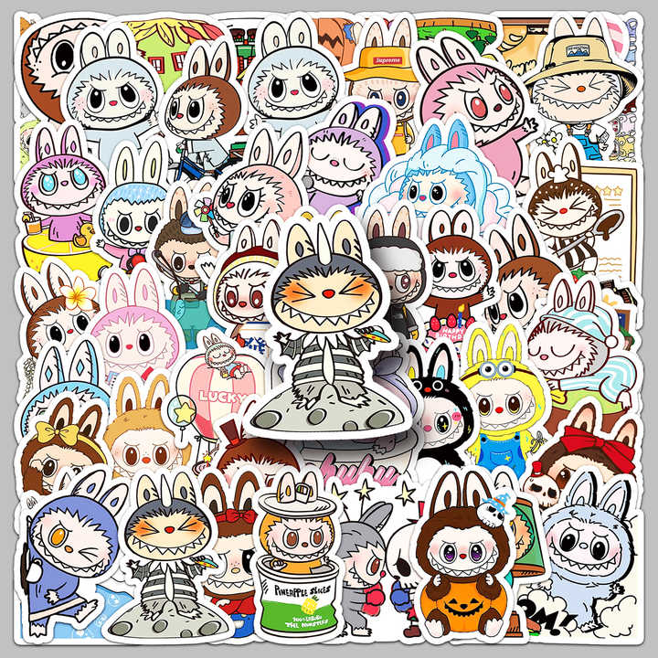 Labubu Stickers - 60PCS Labubu mix cartoon stickers pack
